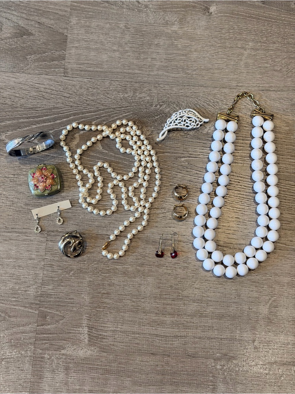 Vintage bundle Monet jewelry, pill box, necklaces, earrings, brooches, bracelet